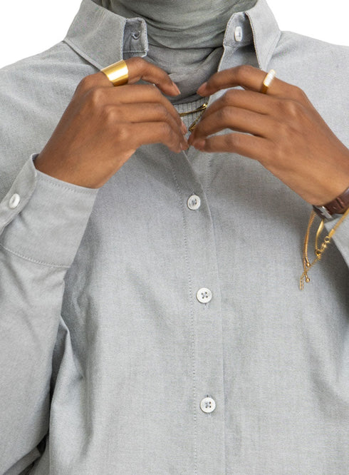 Olive Oxford Over Size Shirt - Khotwh